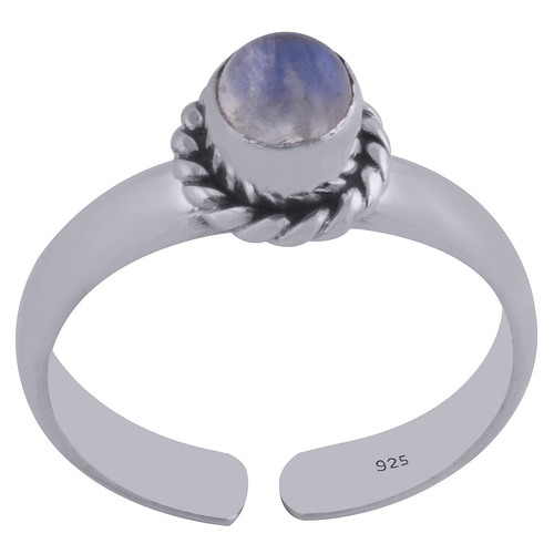 RAINBOW NATURAL GEMSTONE 925 STERLING SOLID SILVER ROUND CABOCHON HANDMADE TOE RING