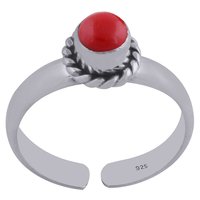 RAINBOW NATURAL GEMSTONE 925 STERLING SOLID SILVER ROUND CABOCHON HANDMADE TOE RING
