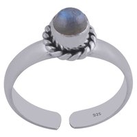 RAINBOW NATURAL GEMSTONE 925 STERLING SOLID SILVER ROUND CABOCHON HANDMADE TOE RING