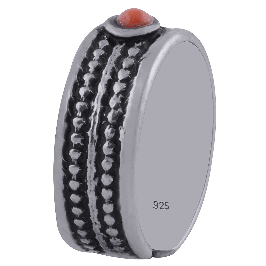 CORAL NATURAL GEMSTONE 925 STERLING SOLID SILVER ROUND CABOCHON HANDMADE TOE RING