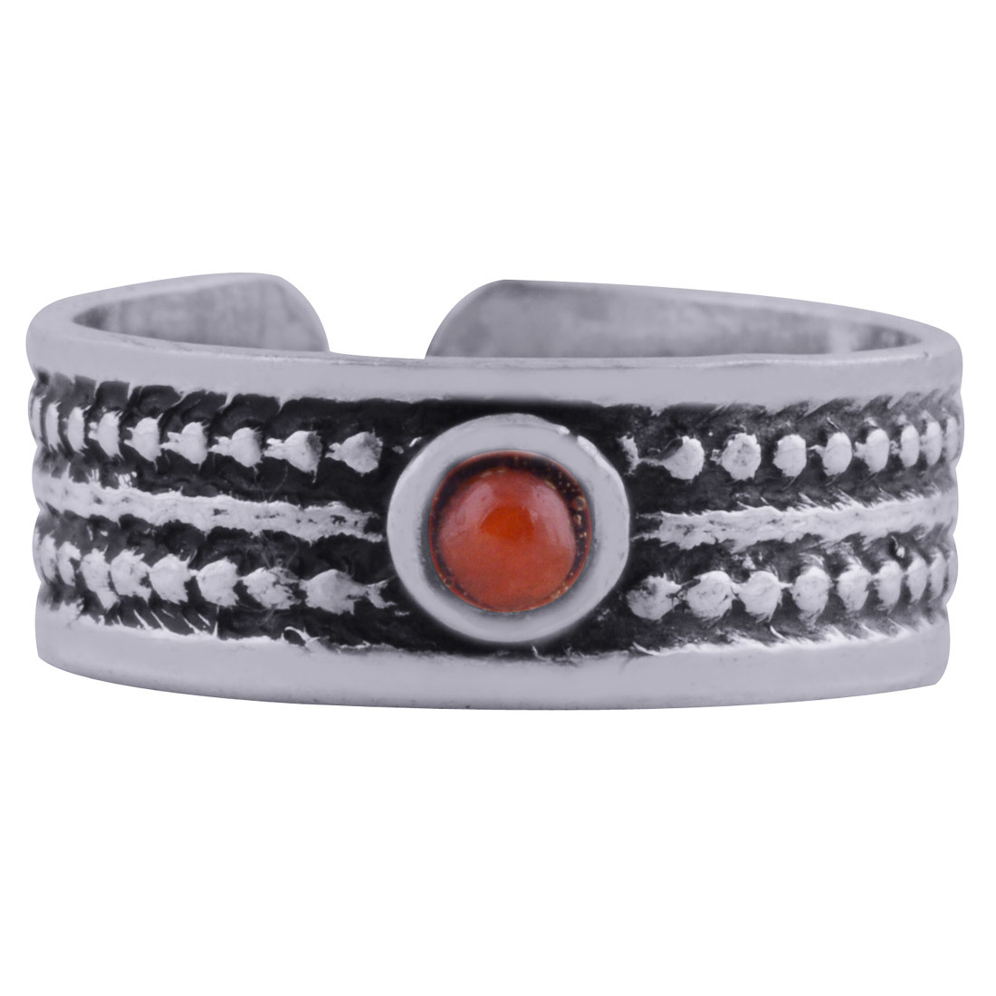 CORAL NATURAL GEMSTONE 925 STERLING SOLID SILVER ROUND CABOCHON HANDMADE TOE RING