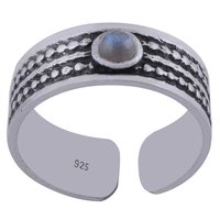 CORAL NATURAL GEMSTONE 925 STERLING SOLID SILVER ROUND CABOCHON HANDMADE TOE RING