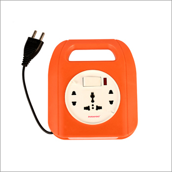 Galaxy Square Extension Flex Box - Plastic, Orange, 1.5m Cable | Shockproof, Compact Design, 2 & 3 Pin Sockets, On/Off Switch