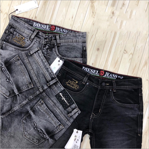 Mens Black Plain Demin Jeans