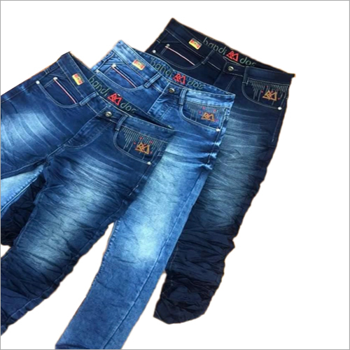 Mens Faded Wrinkled Jeans