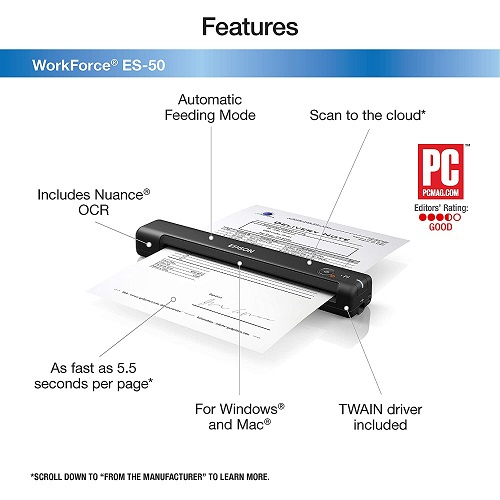 Epson ES-50 Portable Sheetfed Document Scanner