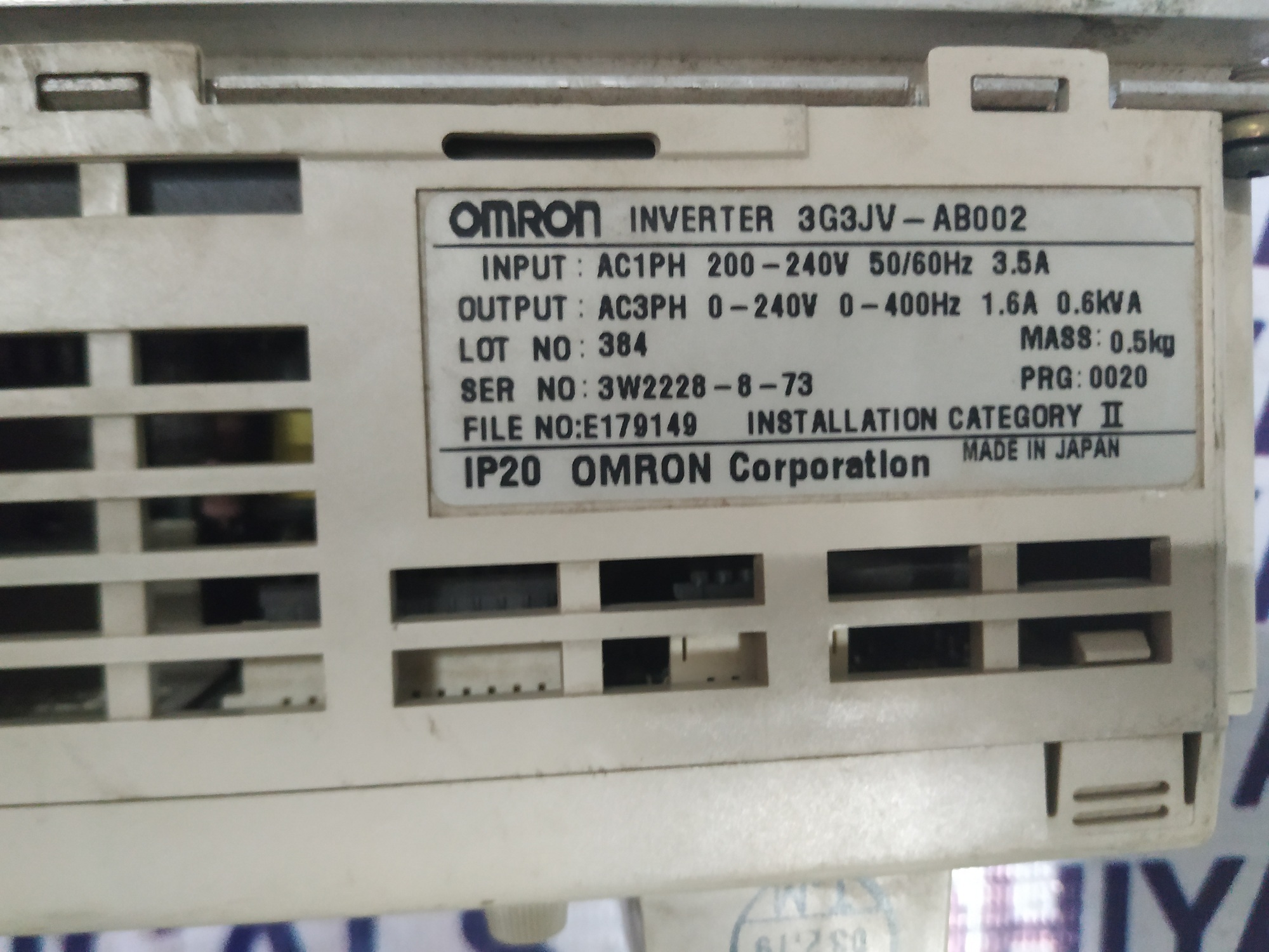 OMRON AC INVERTER DRIVE 3G3JV-AB002