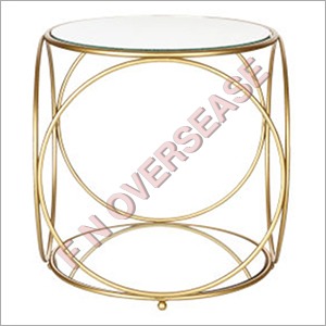 MDF Top Side Table With Vintage Brass Finish
