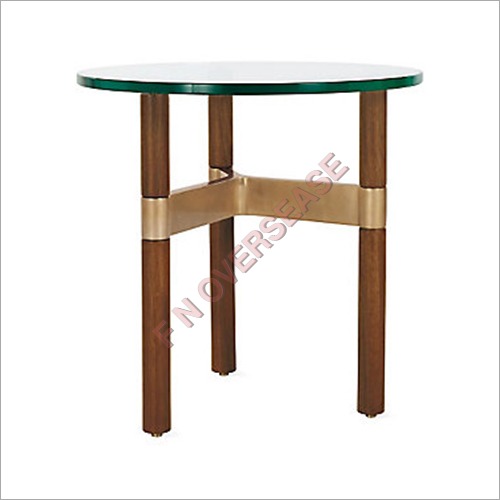 Wood Table With Matt Brass Finish Table By F N OVERSEASE
