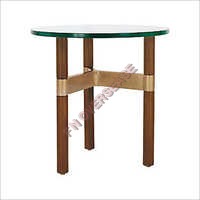 Wood Table With Matt Brass Finish Table