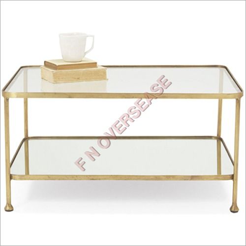 Iron Glass Table With Matt Brass Finish