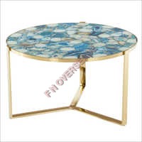 SS Table Resin Top With Polished Finish