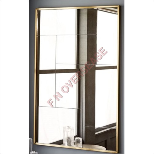 SS Frame With Brass Antique Finish Mirror