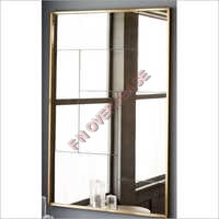 SS Frame With Brass Antique Finish Mirror