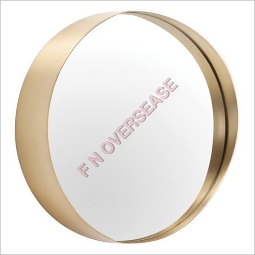 Ss Frame With Brass Finish Round Mirror Size: 762X75Mm.