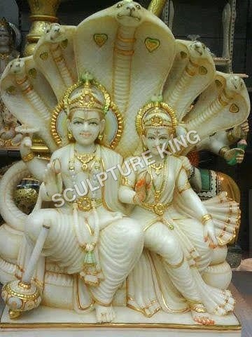 Marble Laxmi Narayan Statue With Shesha-naga