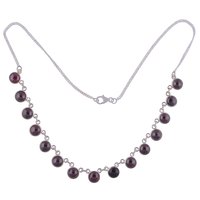 GARNET NATURAL GEMSTONE 925 STERLING SOLID SILVER ROUND CABOCHON STONE HANDMADE NECKLACE