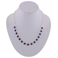 GARNET NATURAL GEMSTONE 925 STERLING SOLID SILVER ROUND CABOCHON STONE HANDMADE NECKLACE