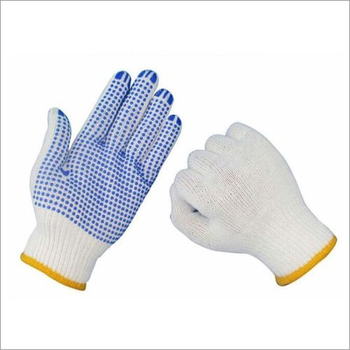 White Cotton Dotted Hand Gloves