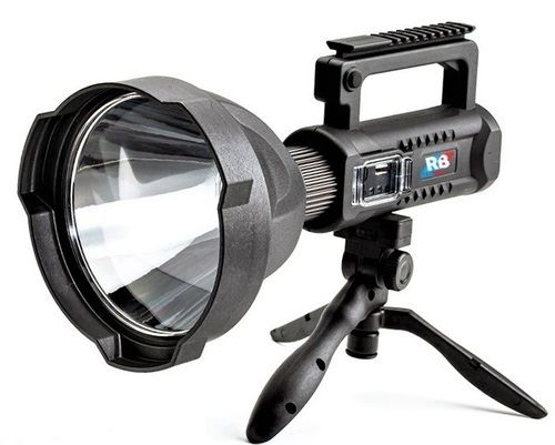 Black Realbuy Led Search Light 15W (Range 1 Km.) With 8000 Mah Lithium-Ion Battery (Ip65 Water-Proof)