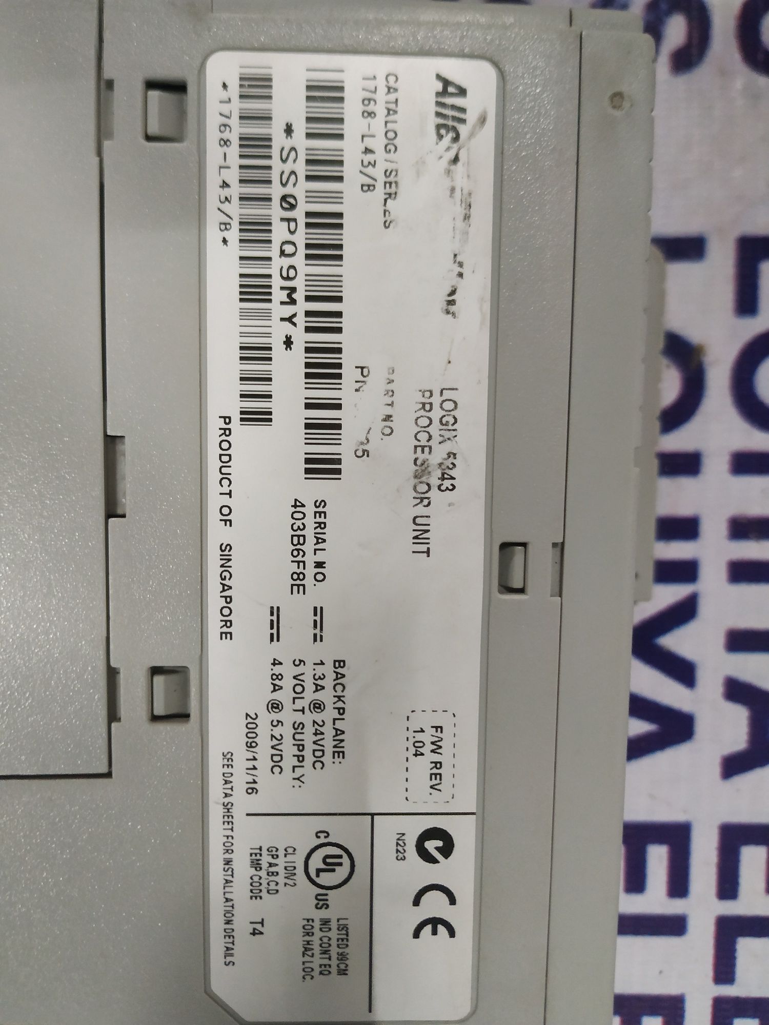 ALLEN BRADLEY COMPACTLOGIX PROCESSOR 1768-L43/B