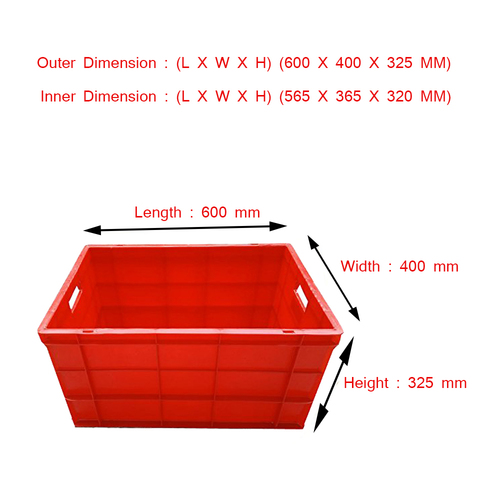 Crate Red Sch 600X400X325 Deck Type: Dynamic Load