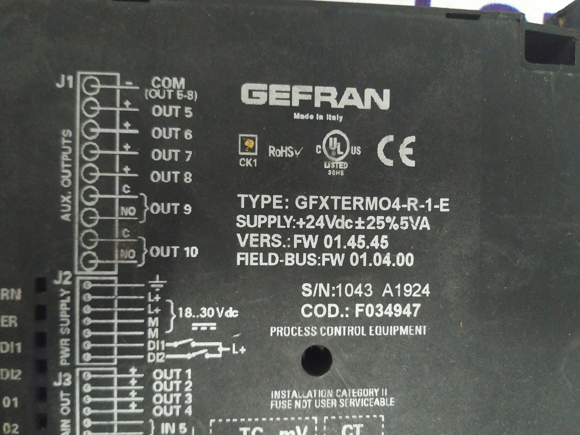 GEFRAN PROCESS CONTROLLER MODULE GFXTERMO4-R-1-E