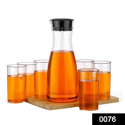 Transparent Unbreakable Water Juicy Jug And 6 Pcs. Glass Combo Set For Dining Table Office Restaurant Pitcher