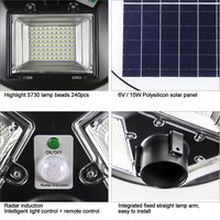 Solar Led Courtyard Lamp 120w With Remote-controller  Motion Sensor (Built-in 15000 Mah Lifepo4 Battery and 15 W Solar Panel - Cool White 6500k)