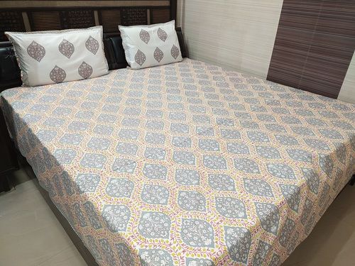 Multi Abc Textile Printed Pure Cotton King Size Double Bedsheet & 2 Pillow Covers (100x108 Inches)