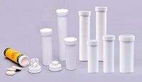 Effervescent Tablet Tube - Plastic, 10-50 Ml Capacity , Customizable Printing, Cylindrical Shape, Screw Cap, White Color