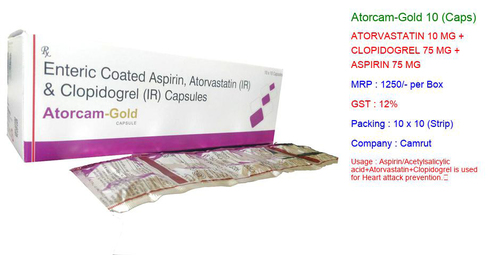 Enteric Coated Asprin Atovastatin (IR) & Clopidogrel (IR) Capsules