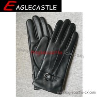 Lady Leather PU Winter Gloves  Sheep Gloves