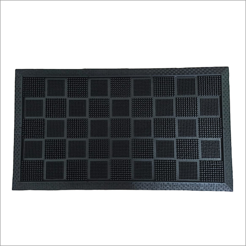 Rubber Pin Mat - Rubber, 40x70 cm, Black, 16 mm Thickness | Hand Washable, Machine Washable, Quick Drying, Rectangular Shape