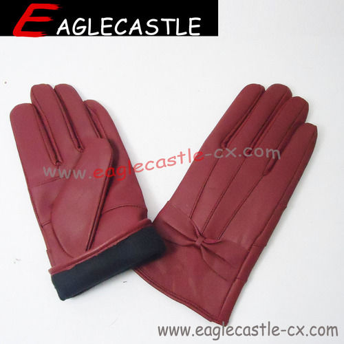 Red 100 Percent Leather Soft Winter Season Gloves Warm Winter Classic Leather Gloves