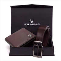 Mens Brown Leather Wallet and Belt Combo Gift Pack