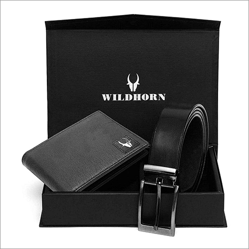 Mens Brown Black Wallet and Belt Combo Gift Pack