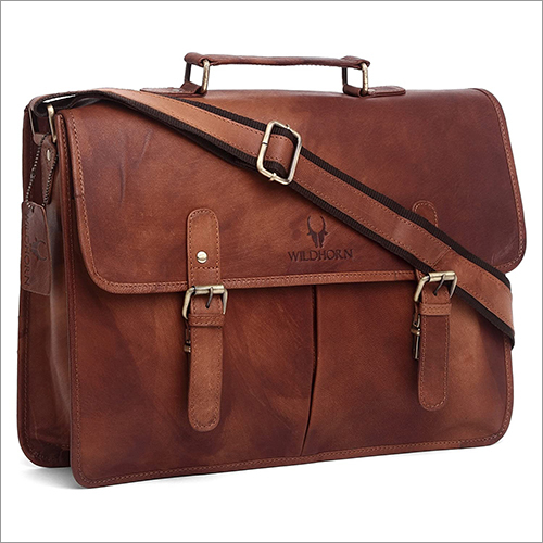 Mens Leather Office Bag Brown