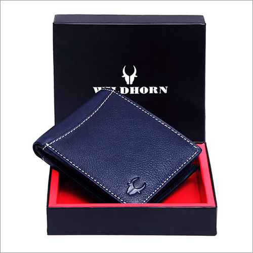 Mens Bifold Blue Leather Wallet