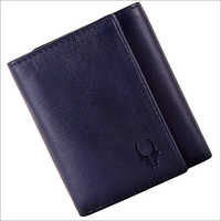 Mens Blue Trifold Leather Wallet