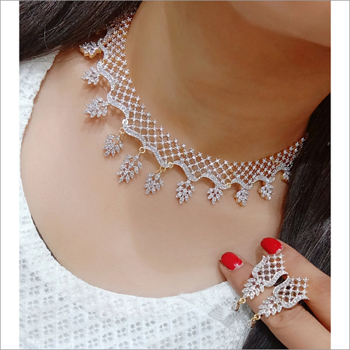 American Diamond Imitation Necklace Set By PEGASI GEMS & JEWELLERS