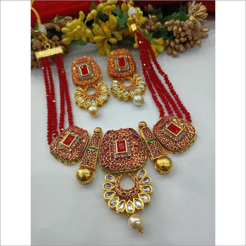 Bright Red Traditional Necklace Set
