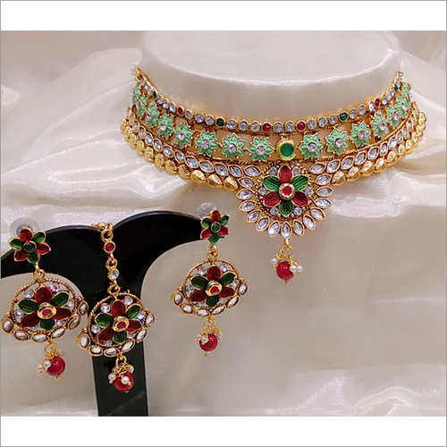 Kundan Rhinestone & Pearl Bridal Jewelry Set By PEGASI GEMS & JEWELLERS