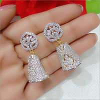 Rhinestone Earrings - Alloy, 2 Inches, Silver | Floral Shape, Sparkling Stones, Elegant Design, Durable Material