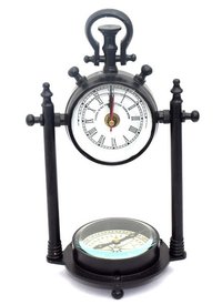Antique Table Clock With Compass