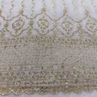 Viscose Georgette Sequence & Jari Embroidery Work Fabric