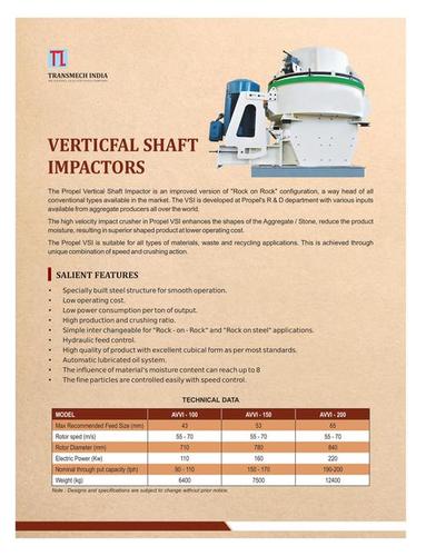 Vertical Shaft Impactor By TRANSMECH INDIA