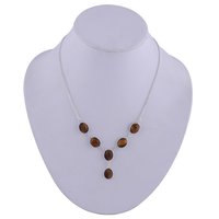 Tiger Eye Natural Gemstone 925 Sterling Solid Silver Oval Cabochon Stone Handmade Necklace