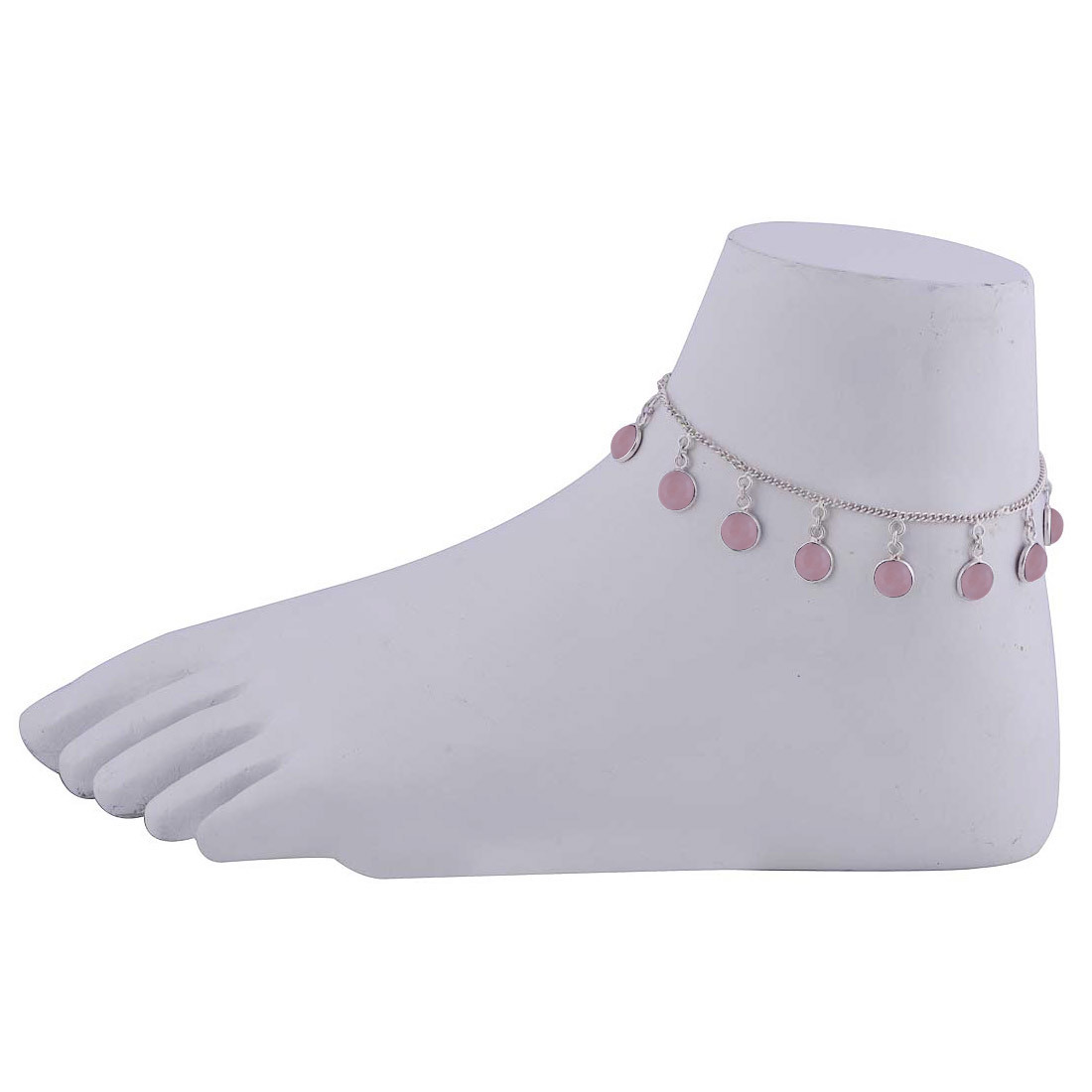 Garnet Natural Gemstone Round 925 Sterling Solid Silver Handmade Anklet