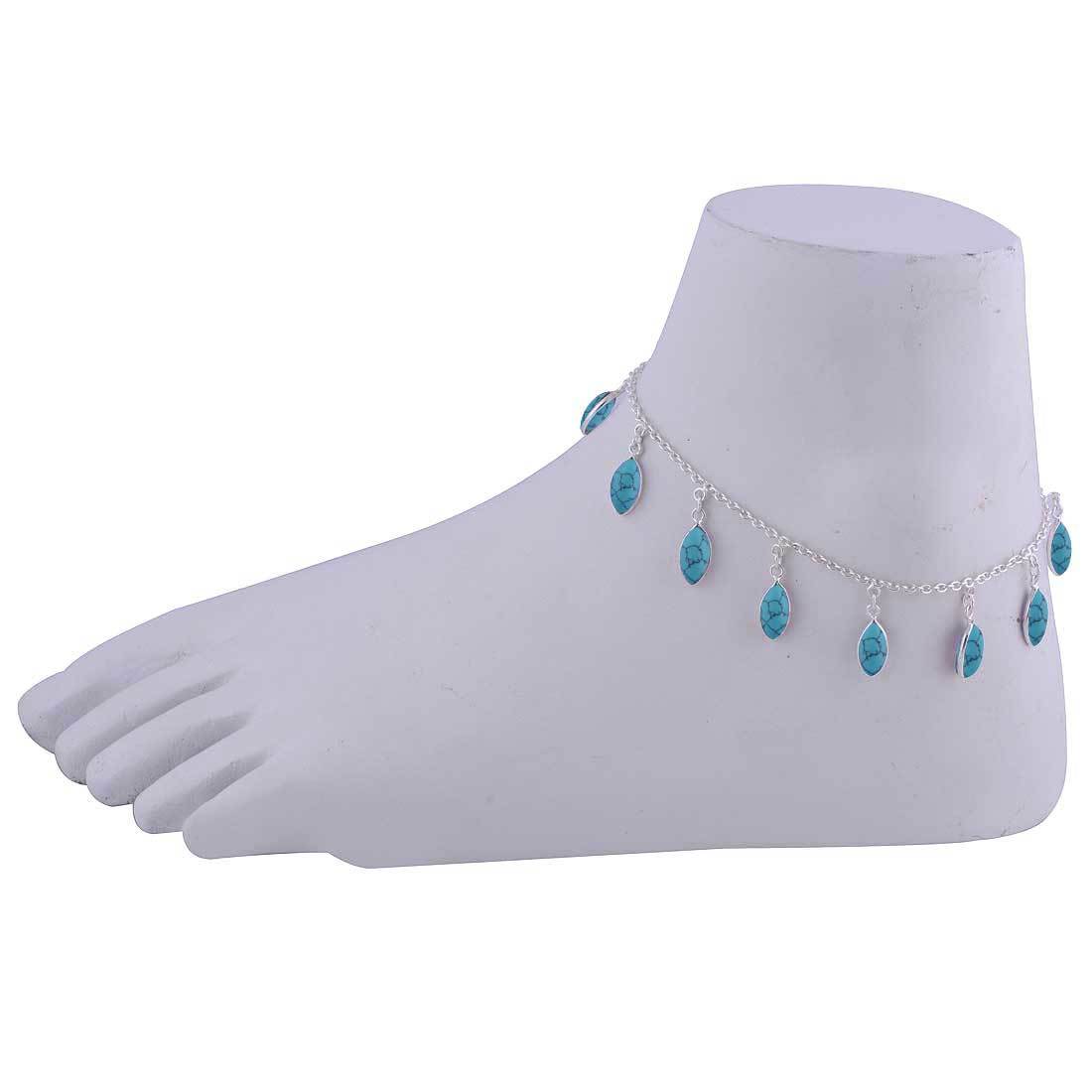 Amethyst Natural Gemstone Marquise 925 Sterling Solid Silver Handmade Anklet